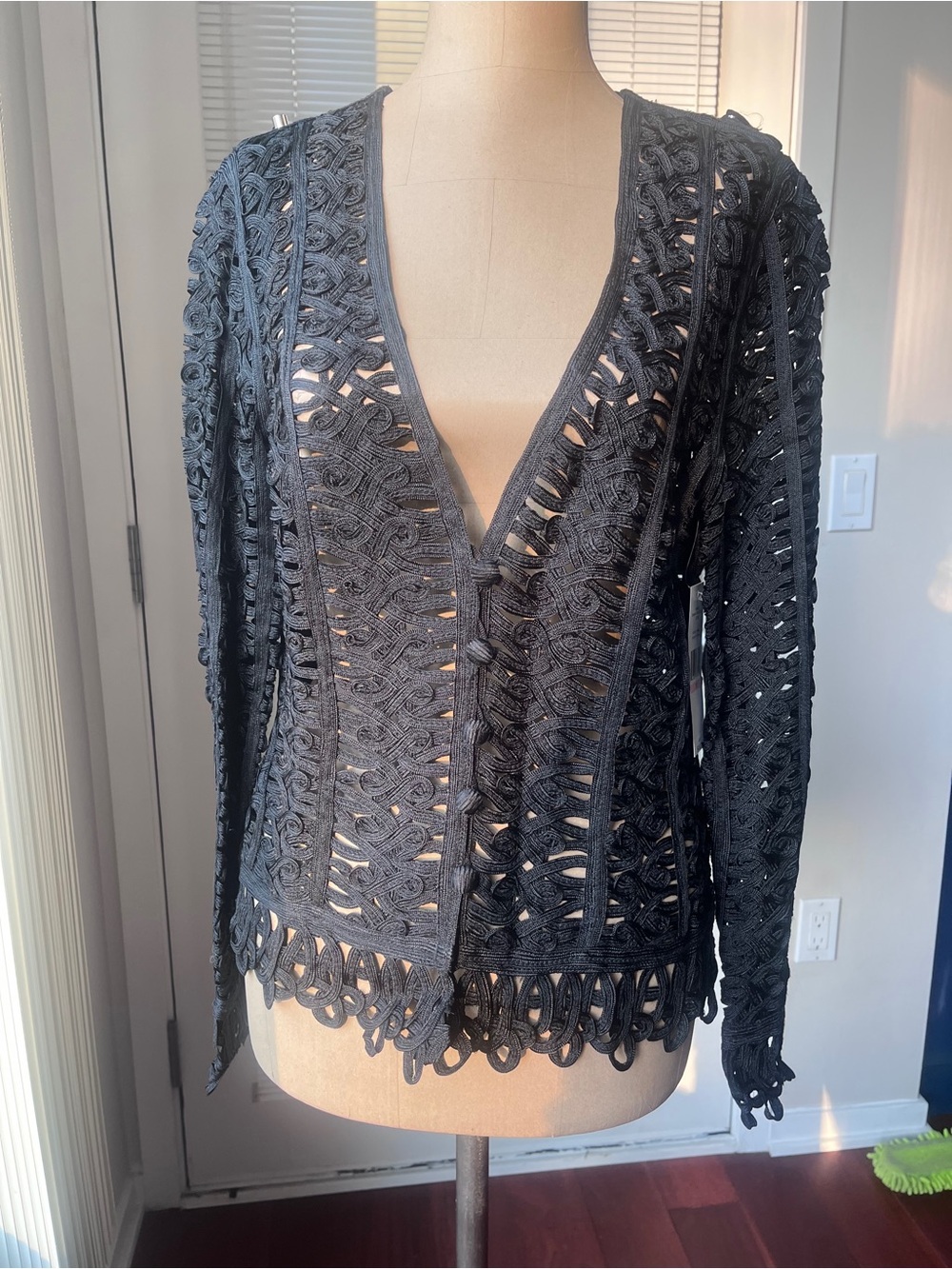 Carmen Marc Valvo Black Soutache Cardigan NWT 10